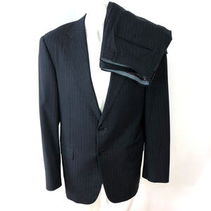 Hickey Freeman Wool 2 Pc Suit 42 Jacket Pants (Fit 35W 30L) Pinstripe Gray READ